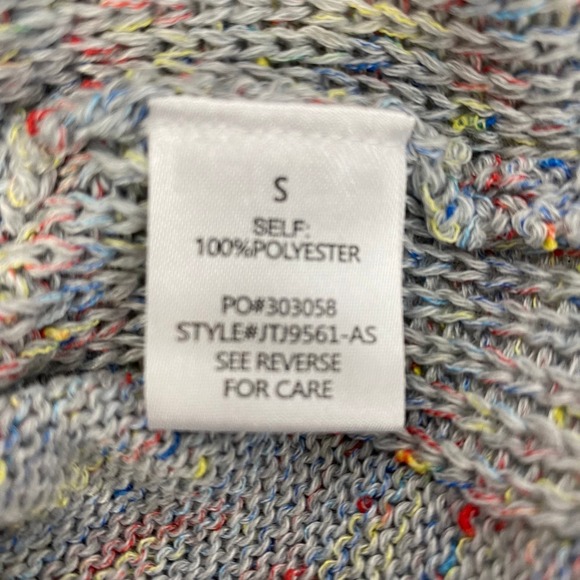 Altar'd State Slouchy Chewed Hem Sweater Women S Gray Rainbow Confetti Boho - Picture 7 of 8